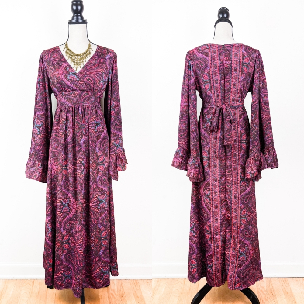 🦋LAST🦋 NWT Blue Boheme Tina Bell Sleeve Maxi Dress, Size S/M🌳